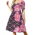 thumbnail image 1 of Pink Japanese Sakura Flowers On Wave Pattern Sleeveless Dress Aesthetic clothing women's elegant loose dresses, 1 of 7