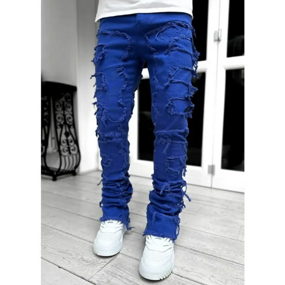 Pink Jeans Men Women Leisure Streetwear Vintage Style Ripped Jeans Baggy Bootcut Work Y2k Pants Male Trousers Clothing