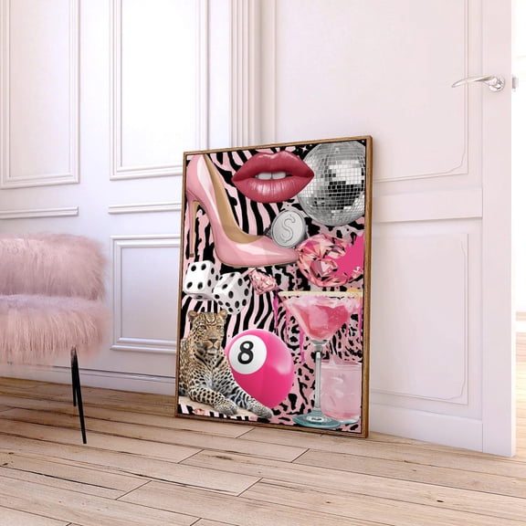 Pink Jungle Chic Leopard Fashion Wall Art V2, Unframed Paper Print Size 8x12