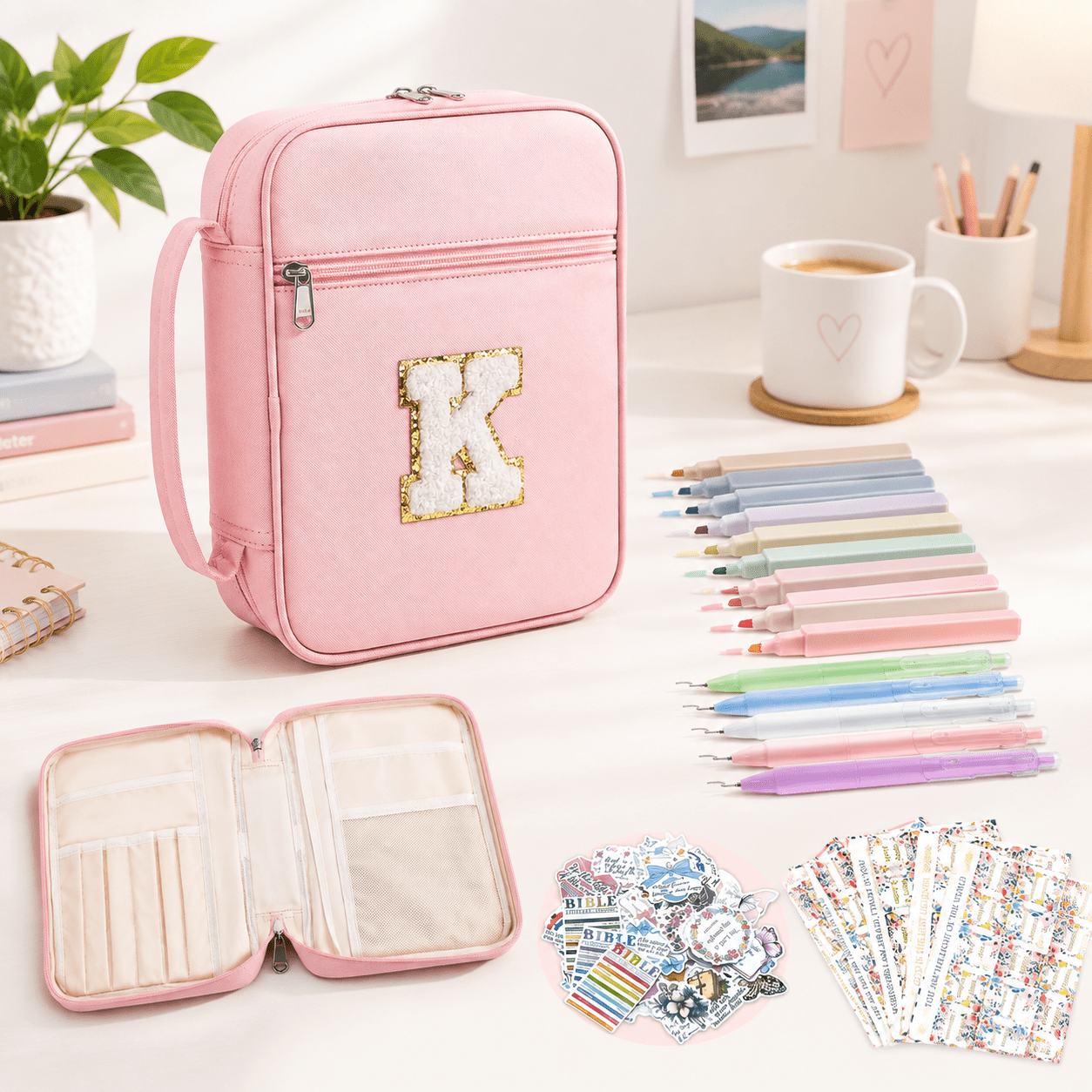 Pink K Pu Leather Personalized Craft & Hobby Storage Case with Study ...