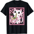thumbnail image 1 of Pink Kawaii Cat Ramen Noodles Anime Japanese Cherry Blossom T-Shirt, Cute Kitten For Men Women Cats Lover, Black Color, Size 3XL, 1 of 2