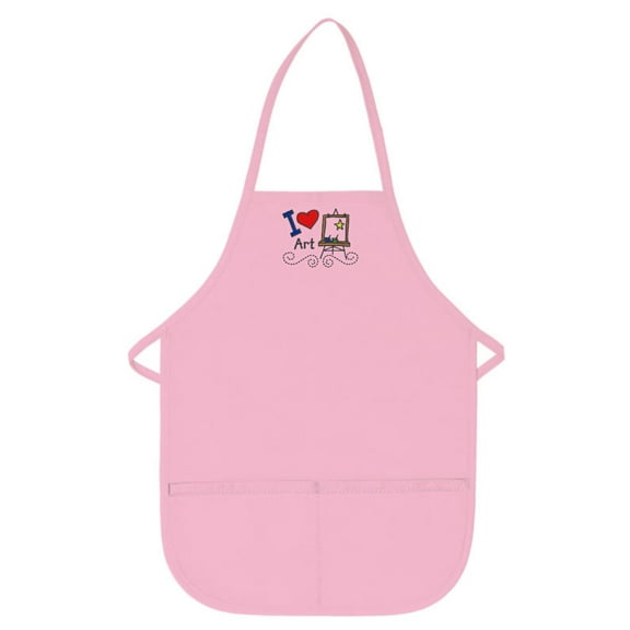 Pink Kids Art Smock with I Love Art Design by My Little Doc Regular