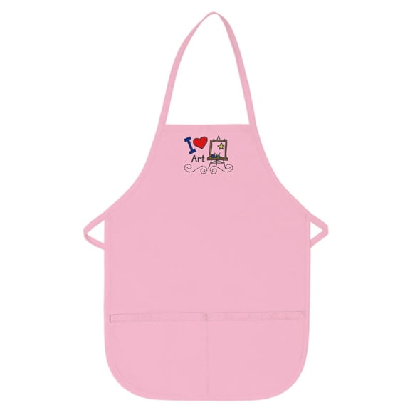 Pink Kids Art Smock with I Love Art Design by My Little Doc XL