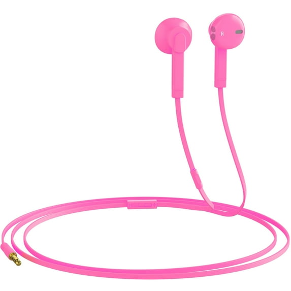 Pink Kids Headphones with Microphone, Stereo Sound, 3.5Mm Jack Plug, Wired Headphones for Kids, Tangle-Free, Volume Control, Childrens Headphones In-Ear for School Home, Travel