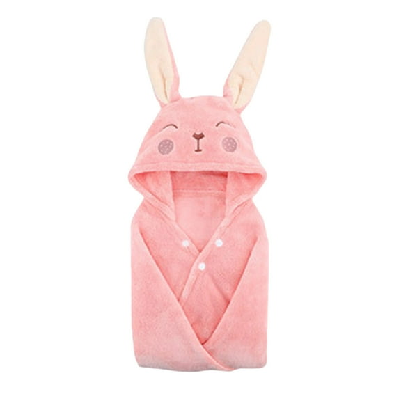 Pink Kids Hooded Towel Bath Towel Fiber Absorbent Cleaning Cape For Babies Toddlers After Bath Soft Microfiber Warm Safe Machine Washable With Adorable Ears