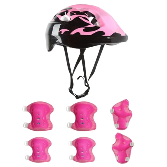 Pink Kids Protective Gear Set With Helmet, Knee Pads, Elbow Pads And Wrist Guards For Cycling Skateboarding And Roller Skating 10.0X8.0X6.0In 1.5Lb
