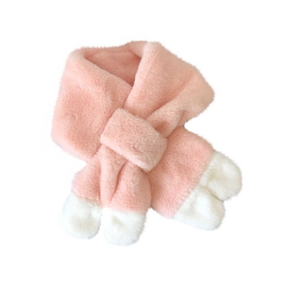 Pink Kids Solid Color Scarf With Fleece For Winter Activities And Wear With Free Size Length 76 Cm