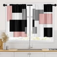 thumbnail image 1 of Pink Kitchen Curtains 36 Inch Length Dark Grey White Window Curtains Over Sink Set of 2, Modern Short Tier Curtain for Kitchen, Abstract Geometric Art Small Kitchen Decor 26x36 Inch, 1 of 6