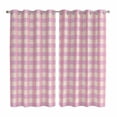 thumbnail image 1 of Pink Kitchen Curtains 63 Inch Length, Grid Checkered Plaid Gingham Lattice Trellis Grommet Top Bedroom Living Room Curtains, Light Filtering Cafe Curtain Drapes 2 Panels Set 84''x63'', 1 of 9