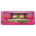 thumbnail image 1 of Pink Kitchen Mat, Outdoor View of Painted Vintage Window with Flowers in Pots Picture Print, Plush Decorative Kitchen Mat with Non Slip Backing, 47" X 19", Pink and Multicolor, by Ambesonne, 1 of 1