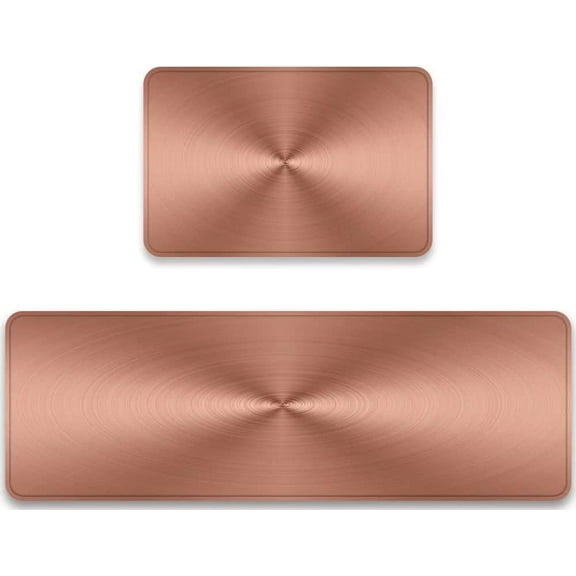 Pink Kitchen Rug Sets 2 Pieces Abstract Copper Background Comfort Cushioned Floor Mats Washable Minimalist Modern Doormat Anti Fatigue Non-Slip Area Runner Rugs Carpet for Kitchen Bedroom Bathroom