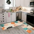 thumbnail image 1 of Pink Kitchen Rugs and Mats Set of 2, Non Slip Backing Boho Kitchen Rug Mid Century Modern Decor Seasonal Farmhouse Abstract Tropical Leaves Bohemian Low-Profile Kitchen Floor Mat 17"X47"+17"X30", 1 of 6