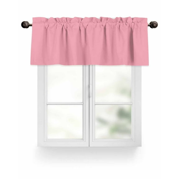 Pink Kitchen Valances for Windows Solid Color Valance Curtains  for Kitchen /Living Room/Bedroom/ Bathroom Decor, 54"x18 " ,Rod Pocket 1 Panel,