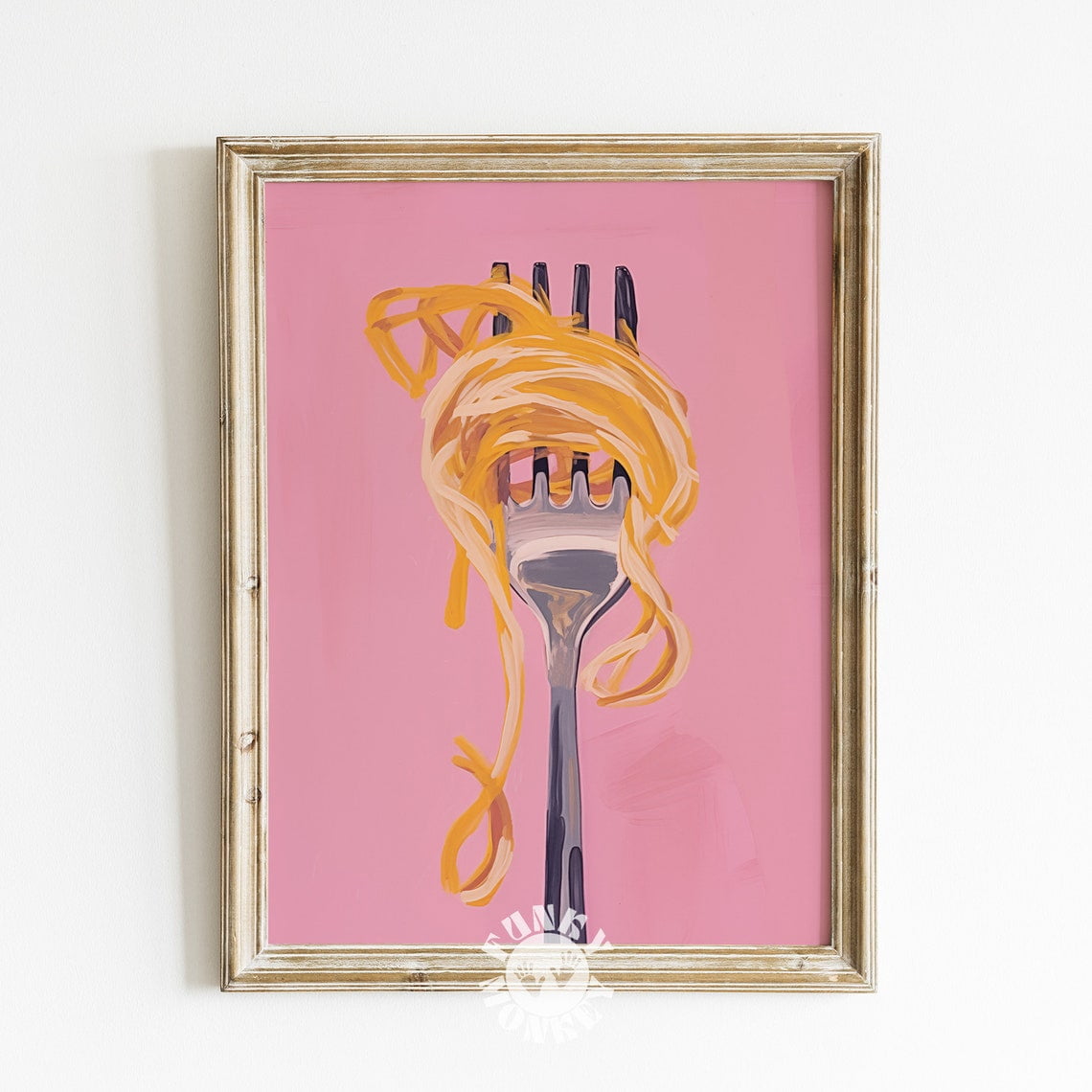 Pink Kitchen Wall Art, Pasta Print, Spaghetti Food Painting, Girly Pink ...