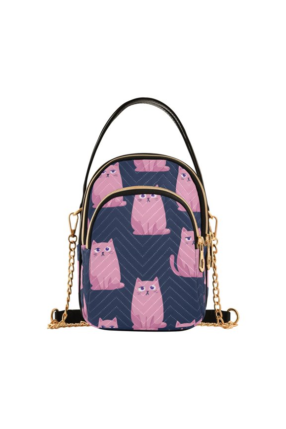 Pink Kitten Women's Crossbody Handbags Leather Crossbody Bags Fanny Pack Chest Bag for Travel