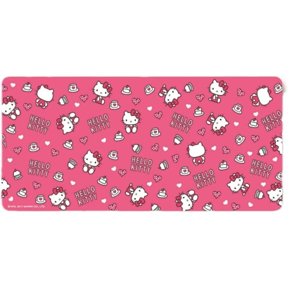 Pink Kitty Gaming Mouse Pad Kitty Mouse Mat with Stitched Non-Slip Rubber Base Table Decorations Mat for Fans (31.5 * 11.81in, KT Cat13)