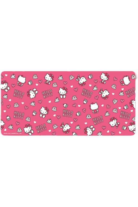 Pink Kitty Gaming Mouse Pad Kitty Mouse Mat with Stitched Non-Slip Rubber Base Table Decorations Mat for Fans (31.5 * 11.81in, KT Cat13)