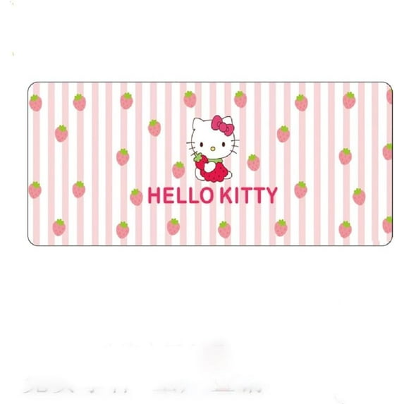 Pink Kitty Gaming Mouse Pad Kitty Mouse Mat with Stitched Non-Slip Rubber Base Table Decorations Mat for Fans (KT Cat2, 35.43 * 15.75in)