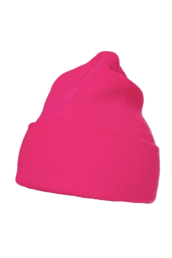 Pink Knit Beanie Hat, Cuffed Soft Warm Winter Unisex