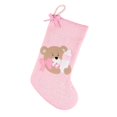 thumbnail image 1 of Pink Knitted Christmas Stocking with Teddy Bear Design and Hanging Loop, Single Pack, for 's First Christmas, Decoration, 1 of 4