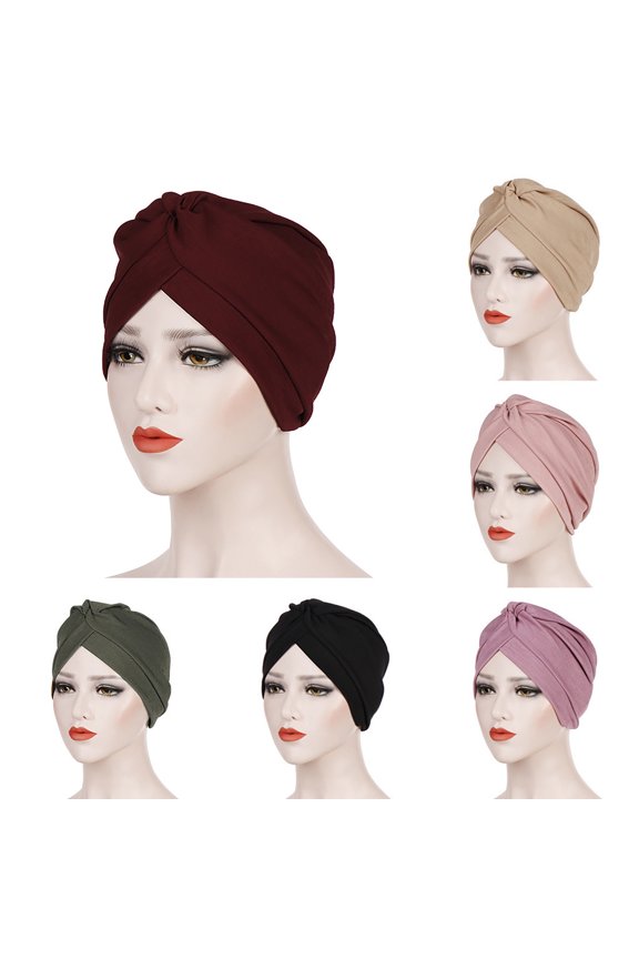 Pink Knotted Headwraps for Women Polyester Pre-Tied Twisted Turbans Head Scarf for Women Hair Wraps Cover Beanie Cancer Chemo Headwear One Size