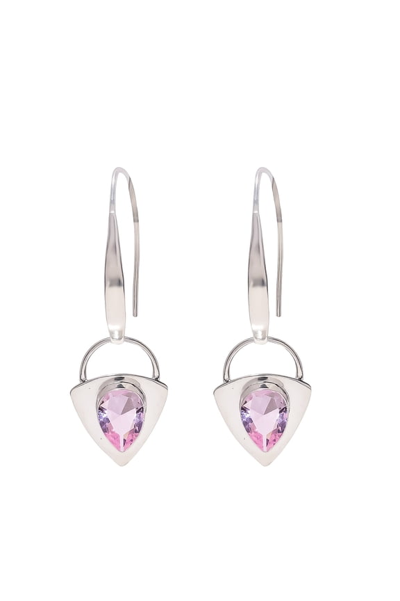 Pink Kunzite 925 Sterling Silver Earring V1416, Drop/Dangle Earring, Pink Earring, Pear Earring, Gift For Her, Kunzite Earring
