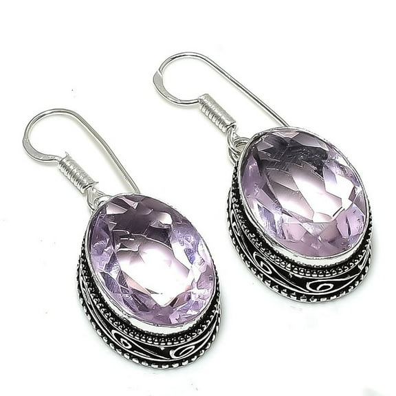 Pink Kunzite Earrings 925 Silver Handmade Jewelry | Soft Pink Gemstone Dangles | Elegant Feminine Gift