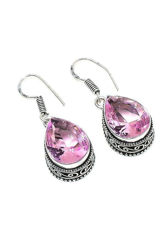 Pink Kunzite Earrings 925 Sterling Silver | Handmade Soft Pink Gemstone Jewelry | Feminine Gift for Her