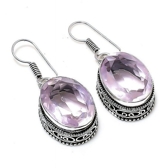 Pink Kunzite Earrings 925 Sterling Silver | Handmade Soft Pink Gemstone Jewelry | Romantic Gift for Her