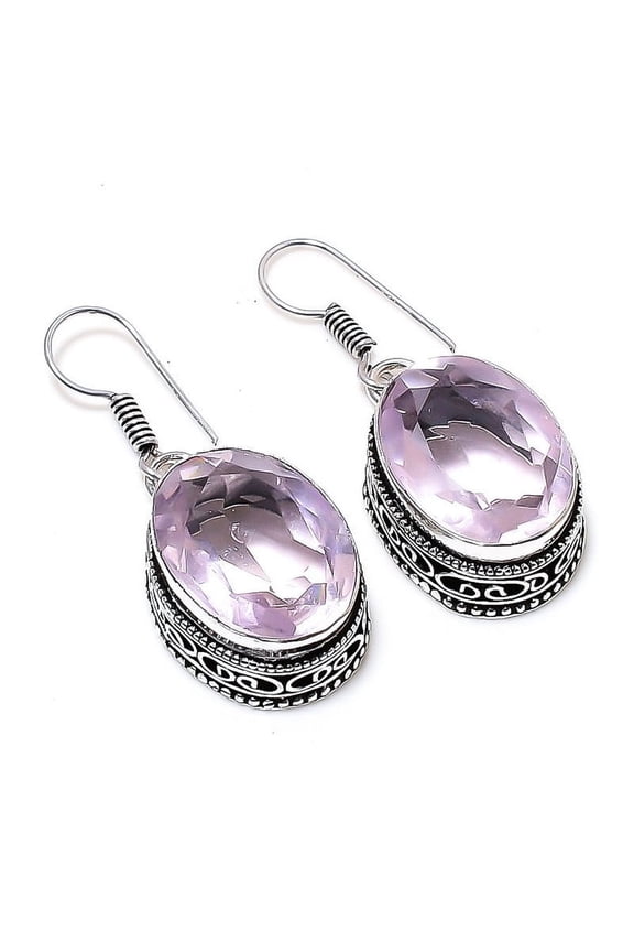 Pink Kunzite Earrings 925 Sterling Silver | Handmade Soft Pink Gemstone Jewelry | Romantic Gift for Her