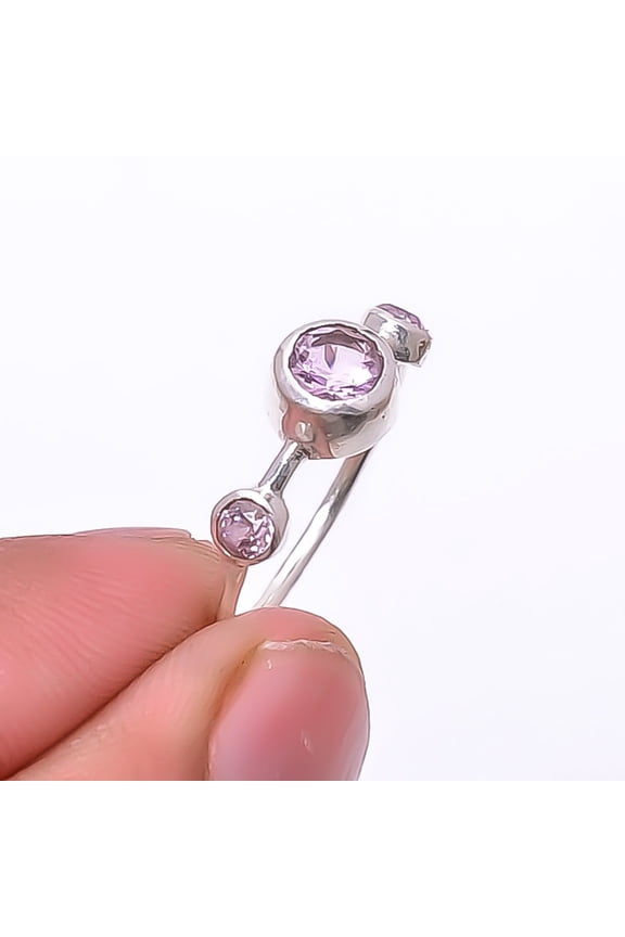 Pink Kunzite Gemstone 925 Sterling Silver Jewelry Handmade Ring s.6.5 Sku8, Pink Ring, Gemstone Ring