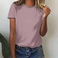 thumbnail image 1 of Pink L WIZUTIZ Tops Women's Loose Fit Cotton Soft Trendy Cotton Blend Tops Ladies Athletic Solid Shirts Fluffy Crew Neck Tshirt Pure Colour Basic Blouse Ultra Soft Short Sleeve Tee T-shir, 1 of 4