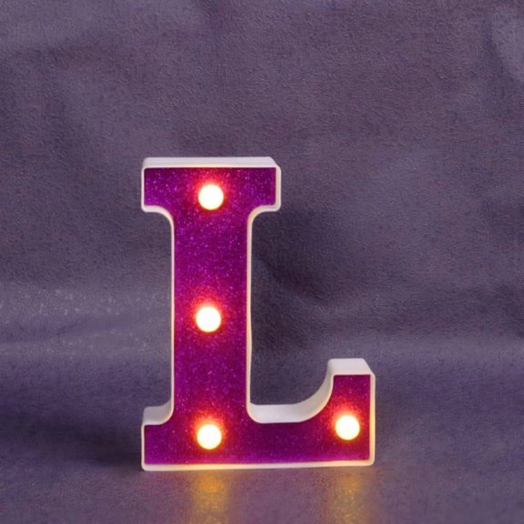Pink LED Letter Lights - Glitter Alphabet Sign- Battery Powered Light Up Letters For Girls Bedroom- Birthday Party- Wedding & Home Wall Decor.