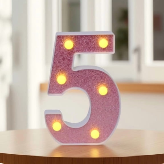 Pink LED Letter Lights - Glitter Alphabet Sign, Battery Powered Light Up Letters for Girls Bedroom, Birthday Party, Wedding & Home Wall Decor