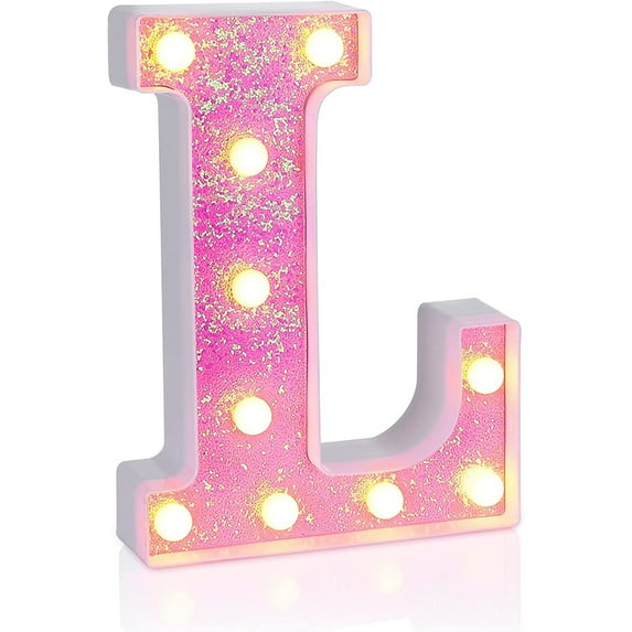 Pink LED Marquee Letter Lights, Marquee Signs with Lights, Party Bar Letters with Light Decorations(L)