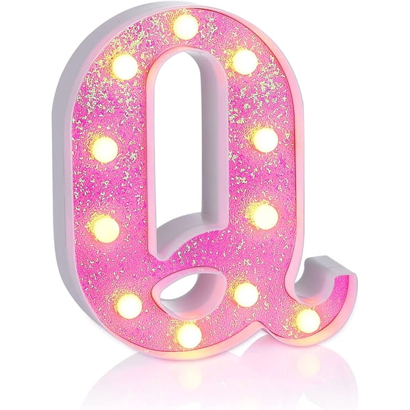 Pink LED Marquee Letter Lights, Marquee Signs with Lights, Party Bar Letters with Light Decorations(Q)