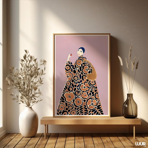 Pink La Poire Abstract Boho Line Art Wall Decor, Unframed Paper Print Size 8x12