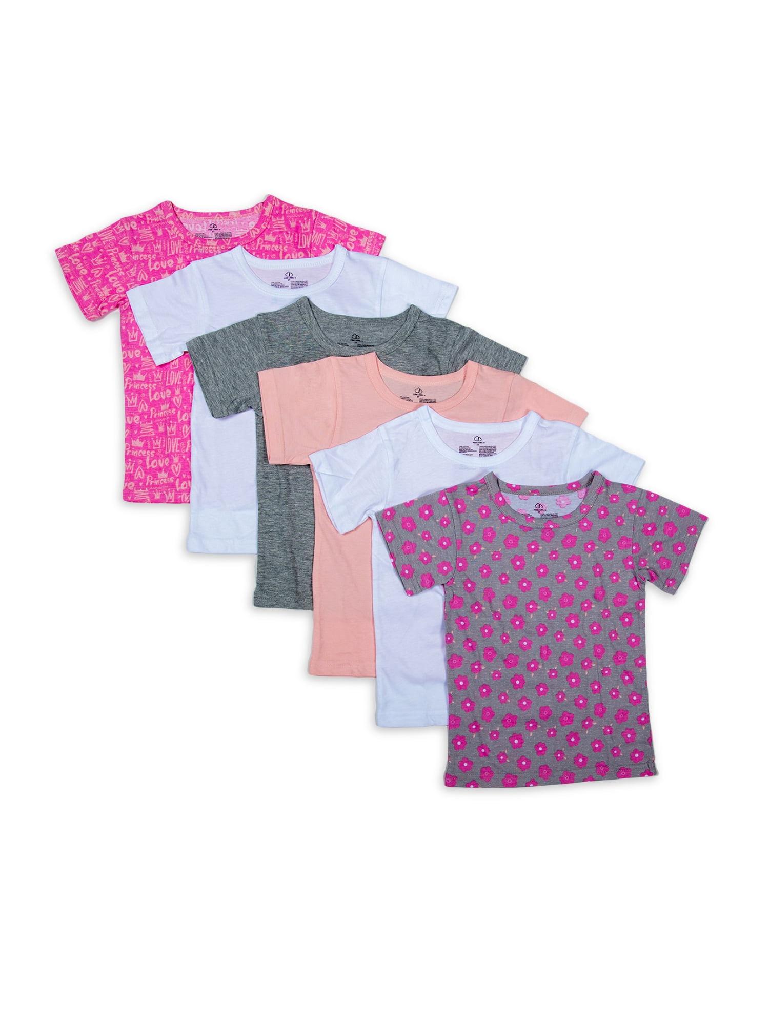Pink Label Girls Tee Undershirts 6Pack, Sizes SXL