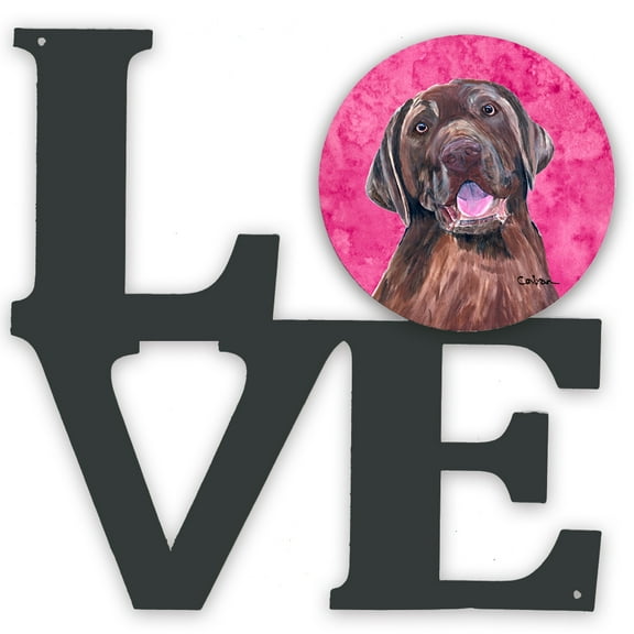 Pink Labrador Metal Wall Artwork LOVE
