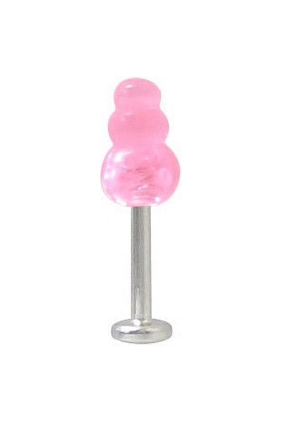 Pink Labret Monroe Surgical Steel with UV Acrylic Bead (18 Gauge)
