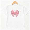 thumbnail image 1 of Pink Lace Bow Girls Graphic Tee, Cute Princess Ribbon Retro 100% Cotton Kids Short Sleeve T-Shirt, 1 of 5