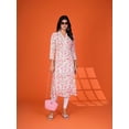 thumbnail image 1 of Pink Lace Trimmed Floral Printed Pleated Kurti in Cotton Cambric, 1 of 5