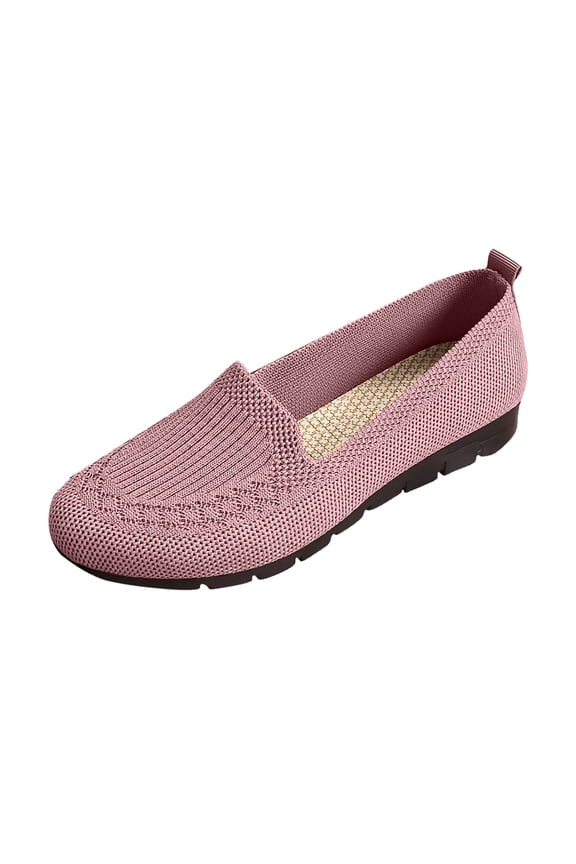 Pink Ladies Casual Mesh Footwear Round Toe, Flat Bottom Non-Slip For Daily Activities