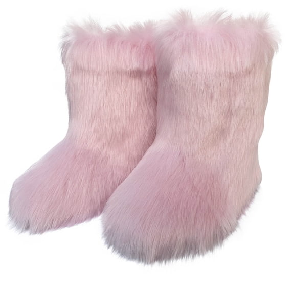 Pink Ladies Casual Snow Boots With Solid Design And Round Toe For Home Comfort Cozy Footwear