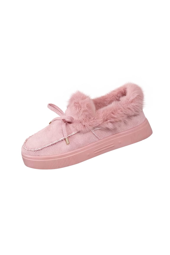 Pink Ladies Casual Winter Snow Boots Fleece Lined Round Toe Thick Sole Ideal For Winter Days