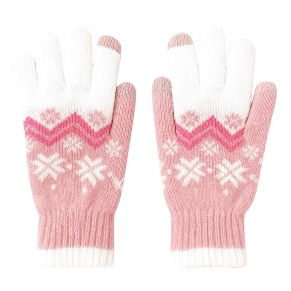 Pink Ladies Knitted Gloves With Winter Warm Design And Velvet For Touchscreen And Comfort In Free Size For Activities