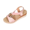 Pink Ladies Metal Buckle Decor Rope Wedge Heel Fish Mouth Sandals Light ...