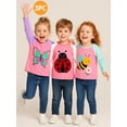 thumbnail image 1 of HILEELANG 2-7 Toddler/Little Girls Pink/Purple/Blue Butterfly Bee Ladybug Spring Graphic 100% Cotton Raglan Tee 6, 1 of 12