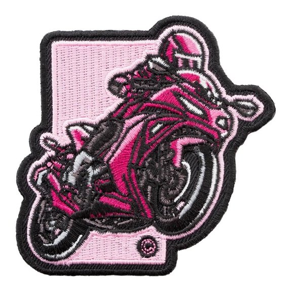 Pink Lady Rider Motorcycle Patch.