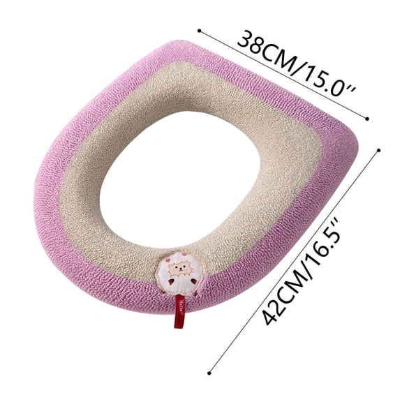 Pink Lamb Design Toilet Seat Cushion with Two-Tone and Feel, Ideal for Autumn and Winter Comfort, Household Bathroom Style, and Adding Sweet Touch During Cold Seasons and Regular Use